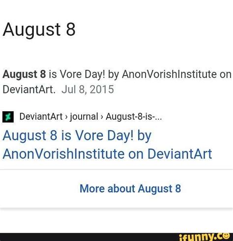 vore day|August 8 is Vore Day! by AnonVorishInstitute on DeviantArt.